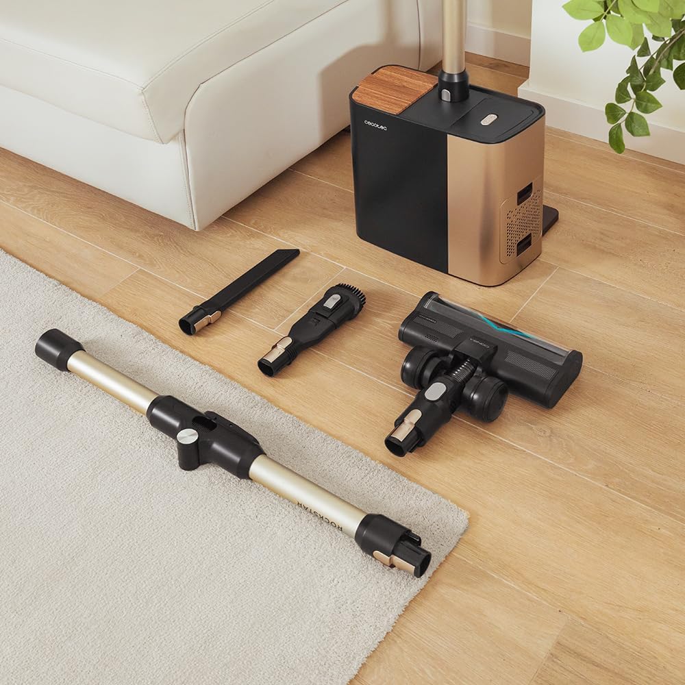 Cecotec Aspiradora Escoba Sin Cable Conga Rockstar 5500 Hurricane Station Flex, MAX 220 AW, 700 W, Base de Autovaciado, hasta 90min de Autonomía, Cepillo antienredos, Tubo Flexible y Ciclón Paralelo