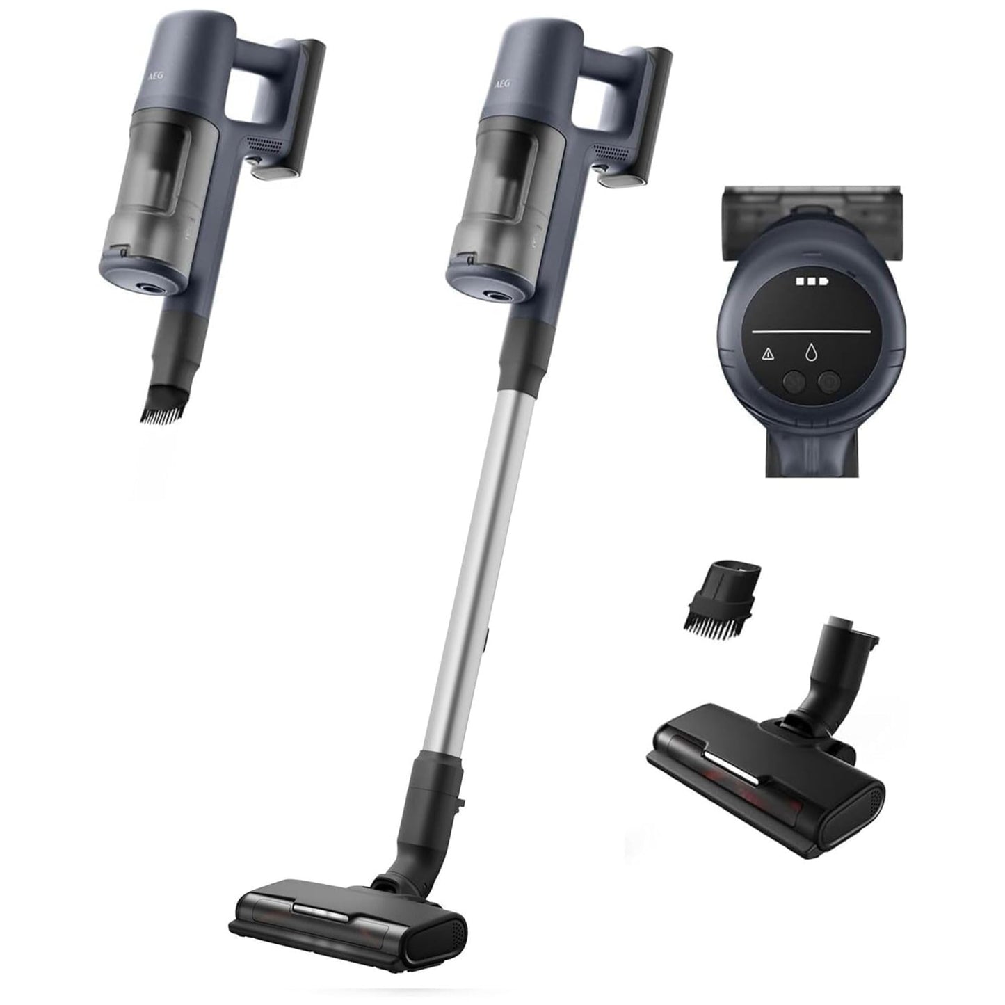 AEG QX7-1-I360 Aspiradora Sin Cable, 21,6 V, Autonomía de 50 min, 2 Velocidades, Tecnología Cyclonic, Filtración de 5 Pasos, Depósito de 0,3 L, Aspiradora Escoba y de Mano, Azul