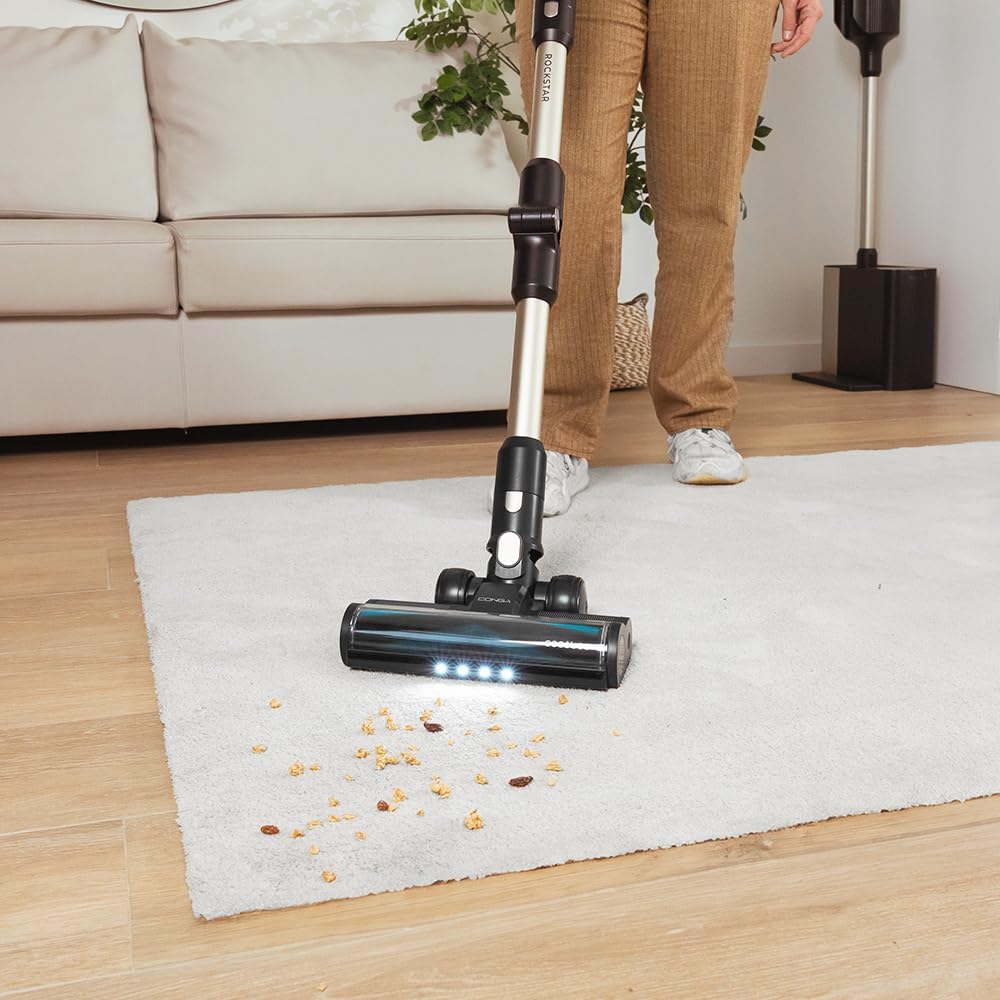 Cecotec Aspiradora Escoba Sin Cable Conga Rockstar 5500 Hurricane Station Flex, MAX 220 AW, 700 W, Base de Autovaciado, hasta 90min de Autonomía, Cepillo antienredos, Tubo Flexible y Ciclón Paralelo