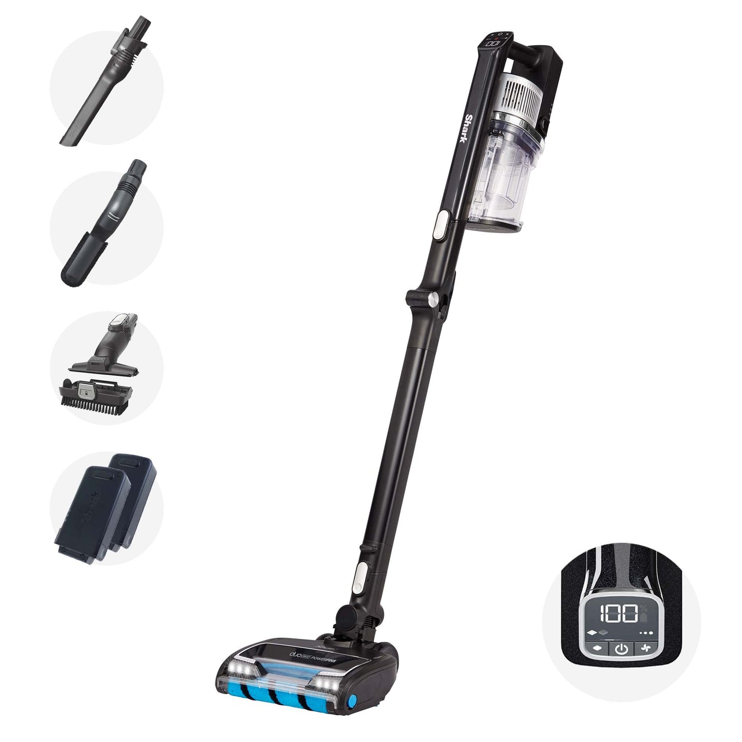 Shark Aspiradora sin cable, hasta 60 min de autonomía, tecnología Anti Hair Wrap y cabezal DuoClean flexible, con boquilla estrecha y cepillo multisuperficie, negro/cobre IZ300EU