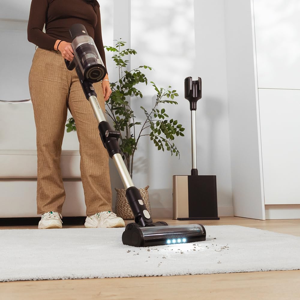 Cecotec Aspiradora Escoba Sin Cable Conga Rockstar 5500 Hurricane Station Flex, MAX 220 AW, 700 W, Base de Autovaciado, hasta 90min de Autonomía, Cepillo antienredos, Tubo Flexible y Ciclón Paralelo