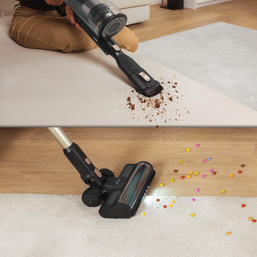 Cecotec Aspiradora Escoba Sin Cable Conga Rockstar 5500 Hurricane Station Flex, MAX 220 AW, 700 W, Base de Autovaciado, hasta 90min de Autonomía, Cepillo antienredos, Tubo Flexible y Ciclón Paralelo