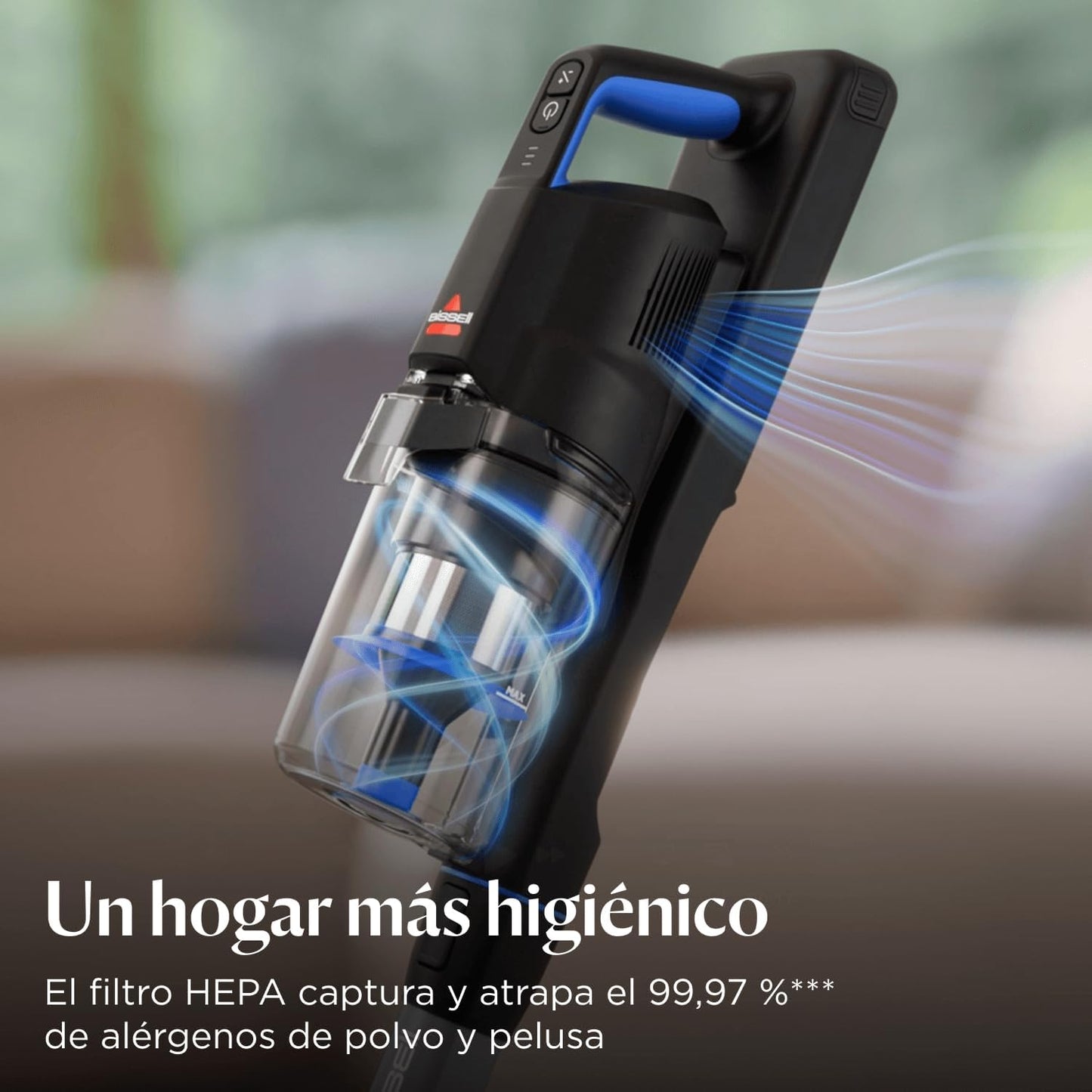 Bissell PowerClean FurGuard, Aspiradora Sin Cable, Motor 280W, Aspiradora Escoba, Rodillo Autolimpieza, Luces FurFinder, Autosoportado, Filtro HEPA, 2500 mAh Batería Extraíble, 50 min, 4091N
