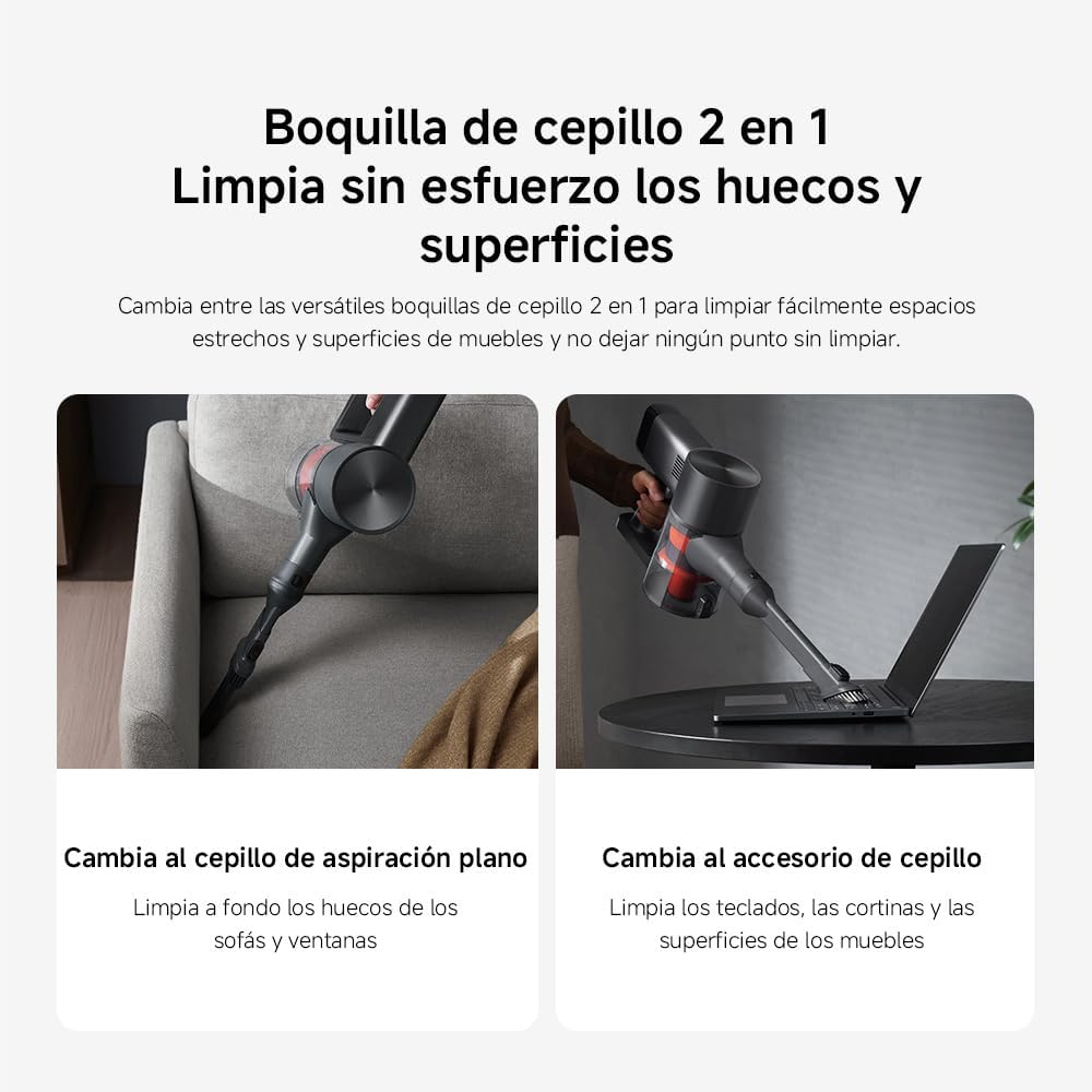 Xiaomi Vacuum Cleaner G20 MAX, Aspiradora Escoba sin Cable, 180AW, Luces LED, Display Digital, Cepillo Mascotas, filtrado eficiente, batería de Larga duración, Gris