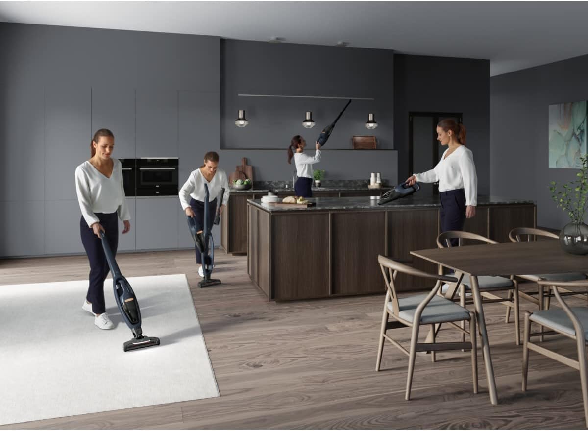 AEG QX7-1-I360 Aspiradora Sin Cable, 21,6 V, Autonomía de 50 min, 2 Velocidades, Tecnología Cyclonic, Filtración de 5 Pasos, Depósito de 0,3 L, Aspiradora Escoba y de Mano, Azul