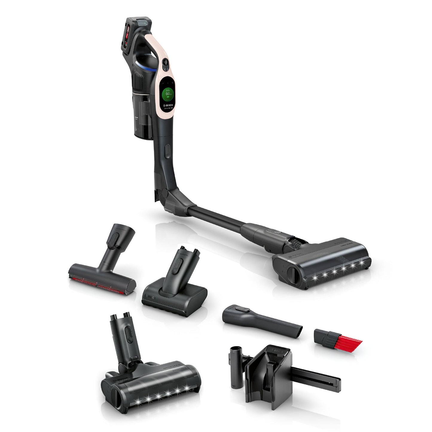 Bosch - Aspirador sin Cable Unlimited 7, Pack de batería de 3.0 Ah, Tubo Flexible, diseño Ligero, Accesorios, Luces LED, Blanco BBS711W