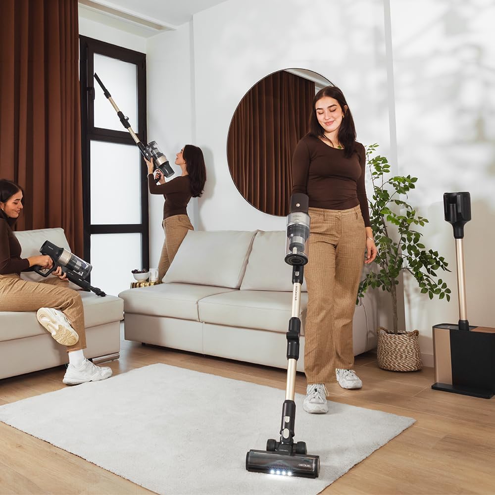 Cecotec Aspiradora Escoba Sin Cable Conga Rockstar 5500 Hurricane Station Flex, MAX 220 AW, 700 W, Base de Autovaciado, hasta 90min de Autonomía, Cepillo antienredos, Tubo Flexible y Ciclón Paralelo