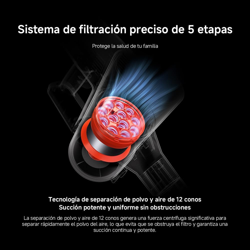 Xiaomi Vacuum Cleaner G20 MAX, Aspiradora Escoba sin Cable, 180AW, Luces LED, Display Digital, Cepillo Mascotas, filtrado eficiente, batería de Larga duración, Gris