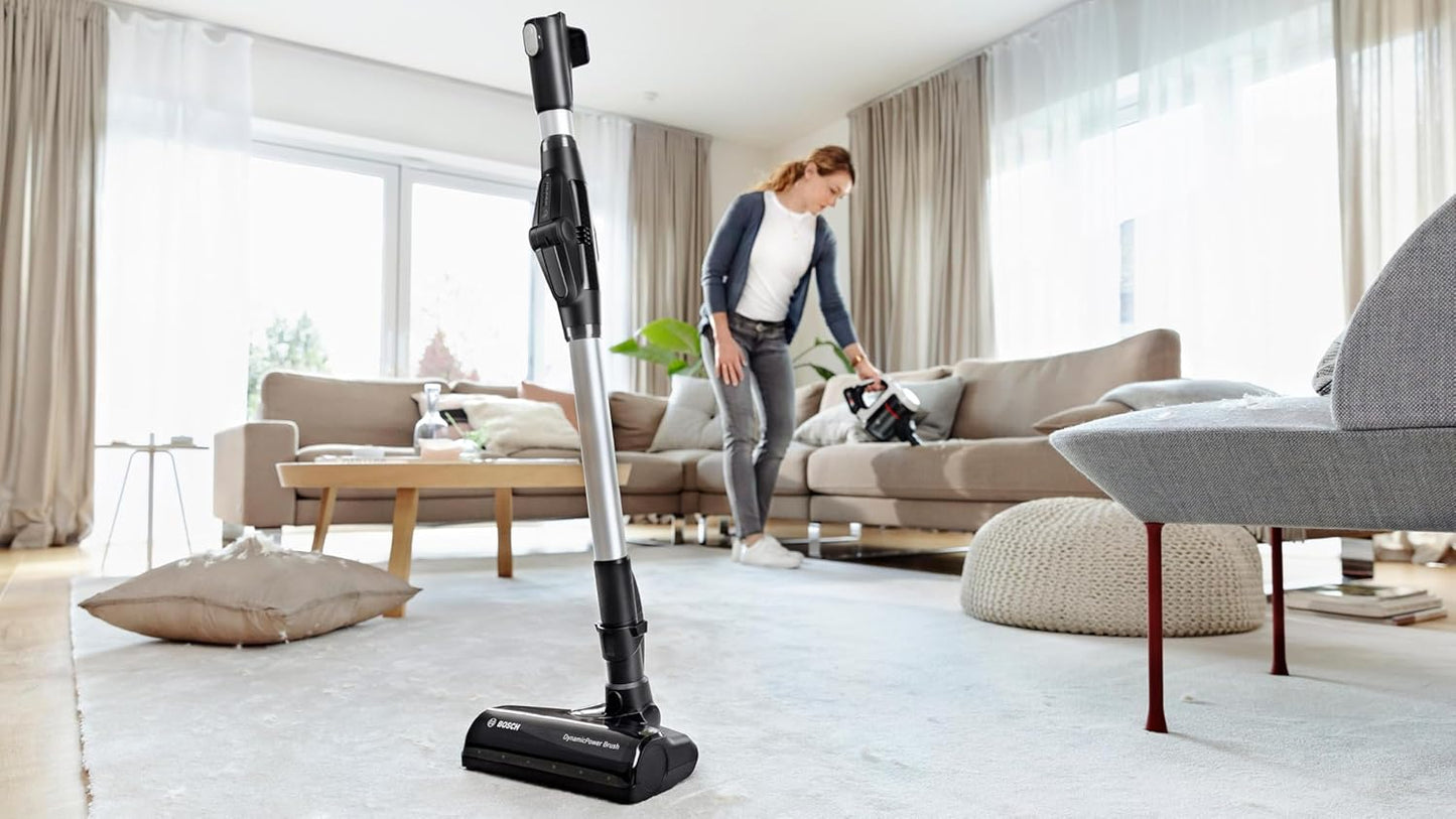 Bosch - Aspirador sin Cable Unlimited 7, Pack de batería de 3.0 Ah, Tubo Flexible, diseño Ligero, Accesorios, Luces LED, Blanco BBS711W