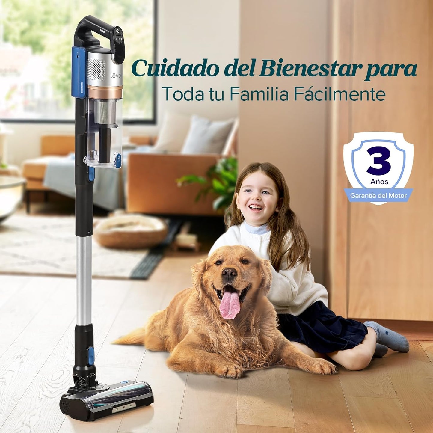 LEVOIT Aspiradora sin Cable con Mini Cepillo Turbo y Anticabello, 99,99% Filtración con HEPA, Aspiradora Escoba con Pantalla LED,Aspirador para Suelos, Coches, Pelos de Animales, hasta 60 min
