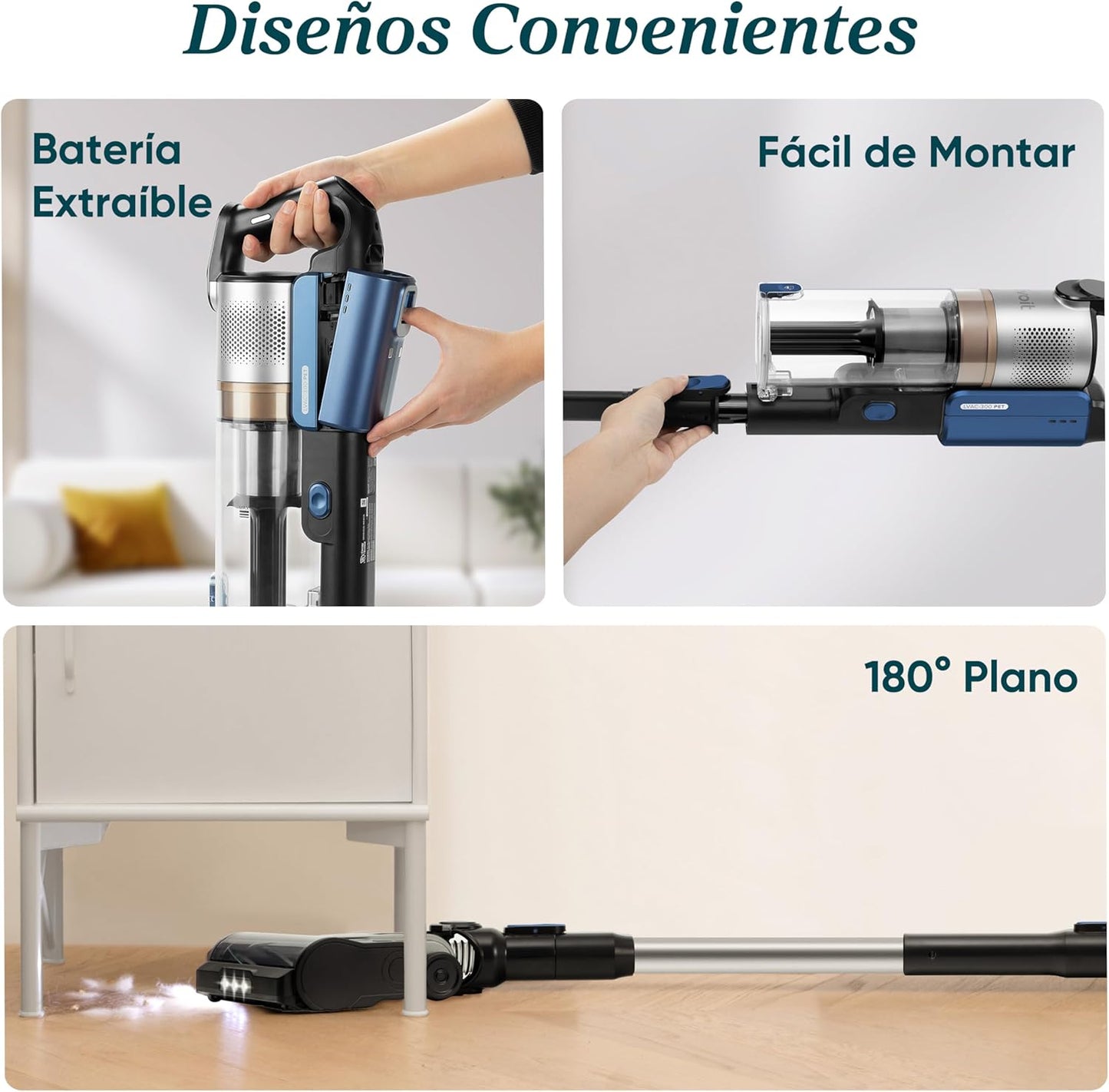 LEVOIT Aspiradora sin Cable con Mini Cepillo Turbo y Anticabello, 99,99% Filtración con HEPA, Aspiradora Escoba con Pantalla LED,Aspirador para Suelos, Coches, Pelos de Animales, hasta 60 min