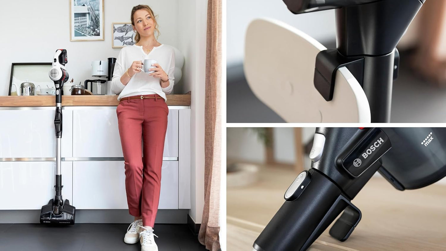 Bosch - Aspirador sin Cable Unlimited 7, Pack de batería de 3.0 Ah, Tubo Flexible, diseño Ligero, Accesorios, Luces LED, Blanco BBS711W