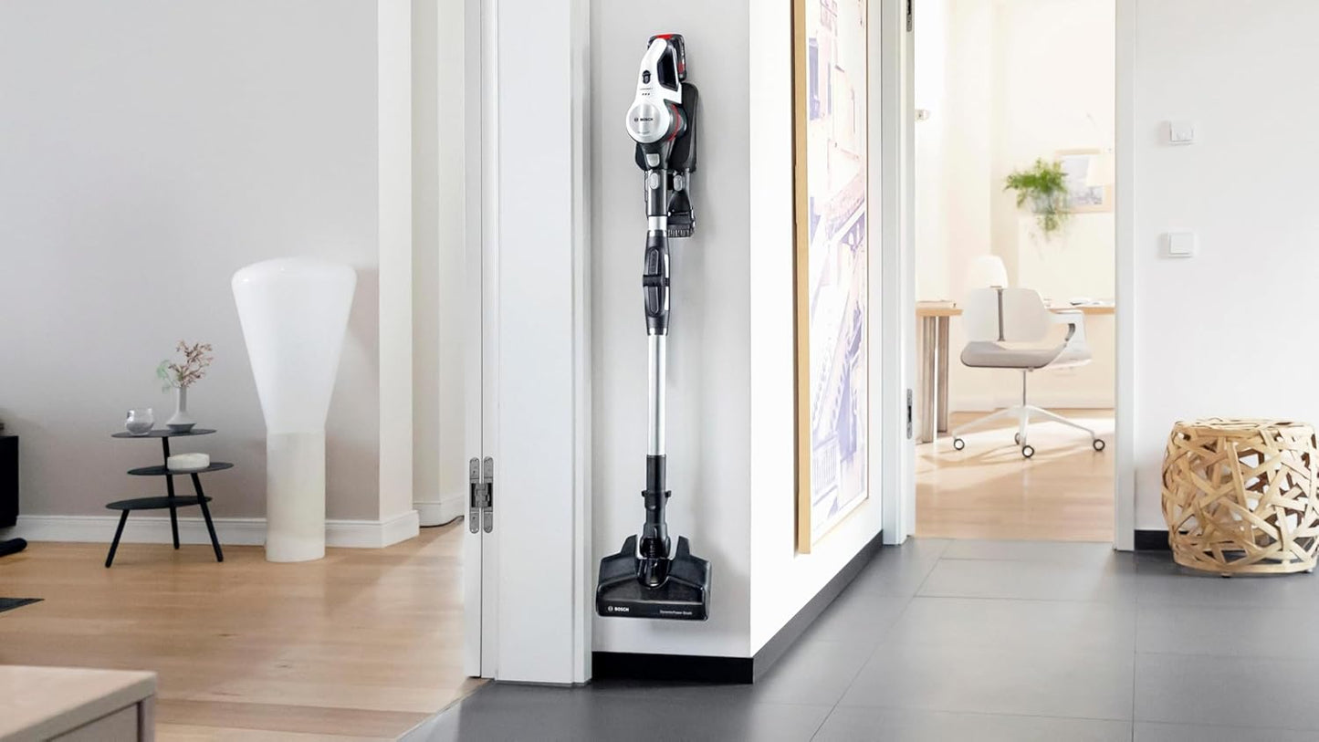 Bosch - Aspirador sin Cable Unlimited 7, Pack de batería de 3.0 Ah, Tubo Flexible, diseño Ligero, Accesorios, Luces LED, Blanco BBS711W