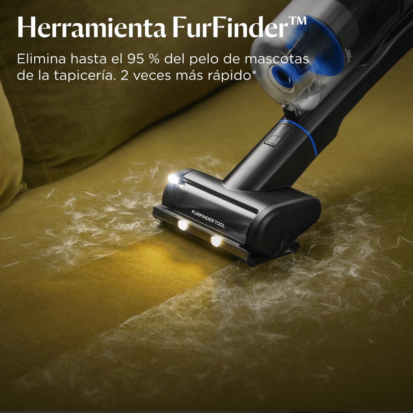 Bissell PowerClean FurGuard, Aspiradora Sin Cable, Motor 280W, Aspiradora Escoba, Rodillo Autolimpieza, Luces FurFinder, Autosoportado, Filtro HEPA, 2500 mAh Batería Extraíble, 50 min, 4091N