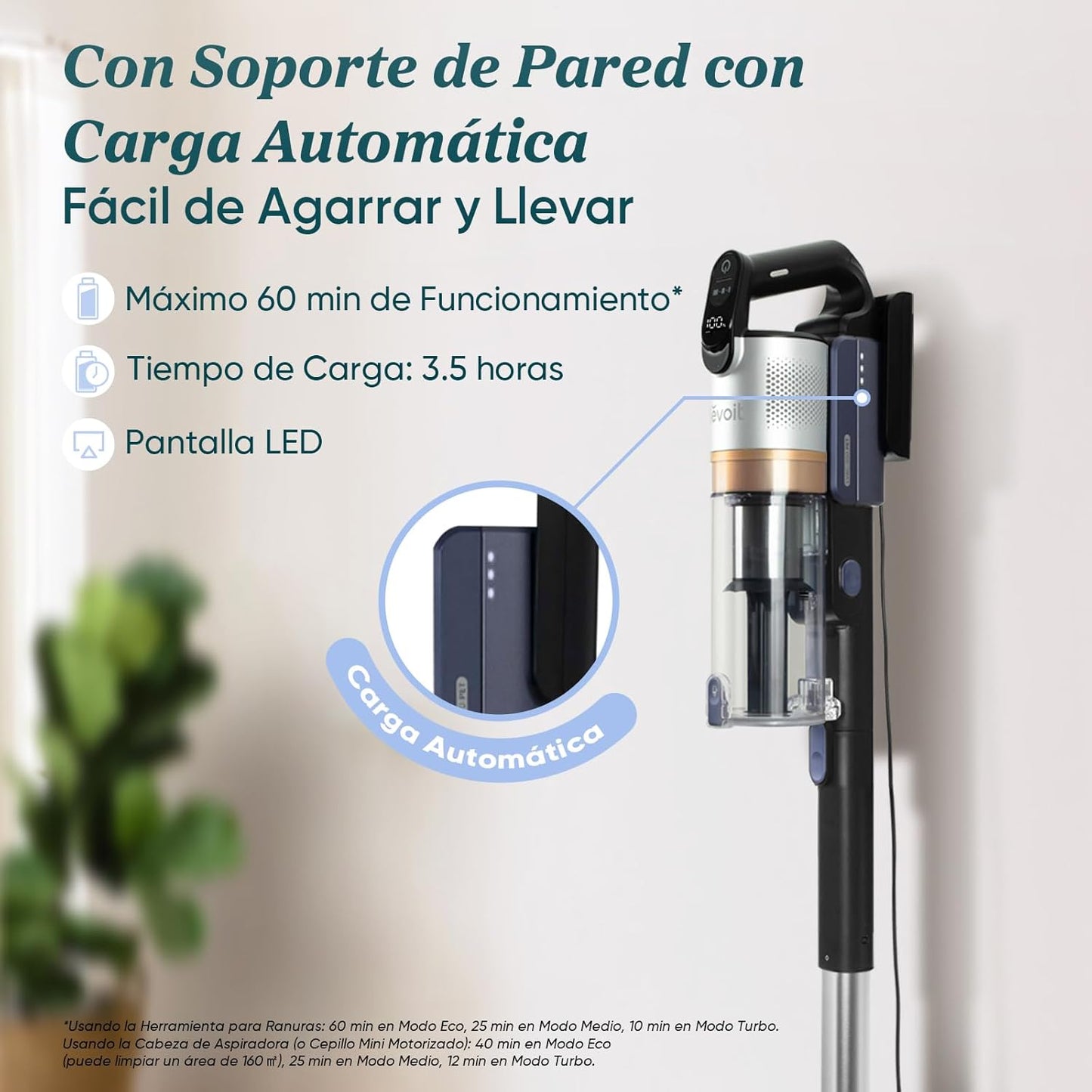 LEVOIT Aspiradora sin Cable con Mini Cepillo Turbo y Anticabello, 99,99% Filtración con HEPA, Aspiradora Escoba con Pantalla LED,Aspirador para Suelos, Coches, Pelos de Animales, hasta 60 min