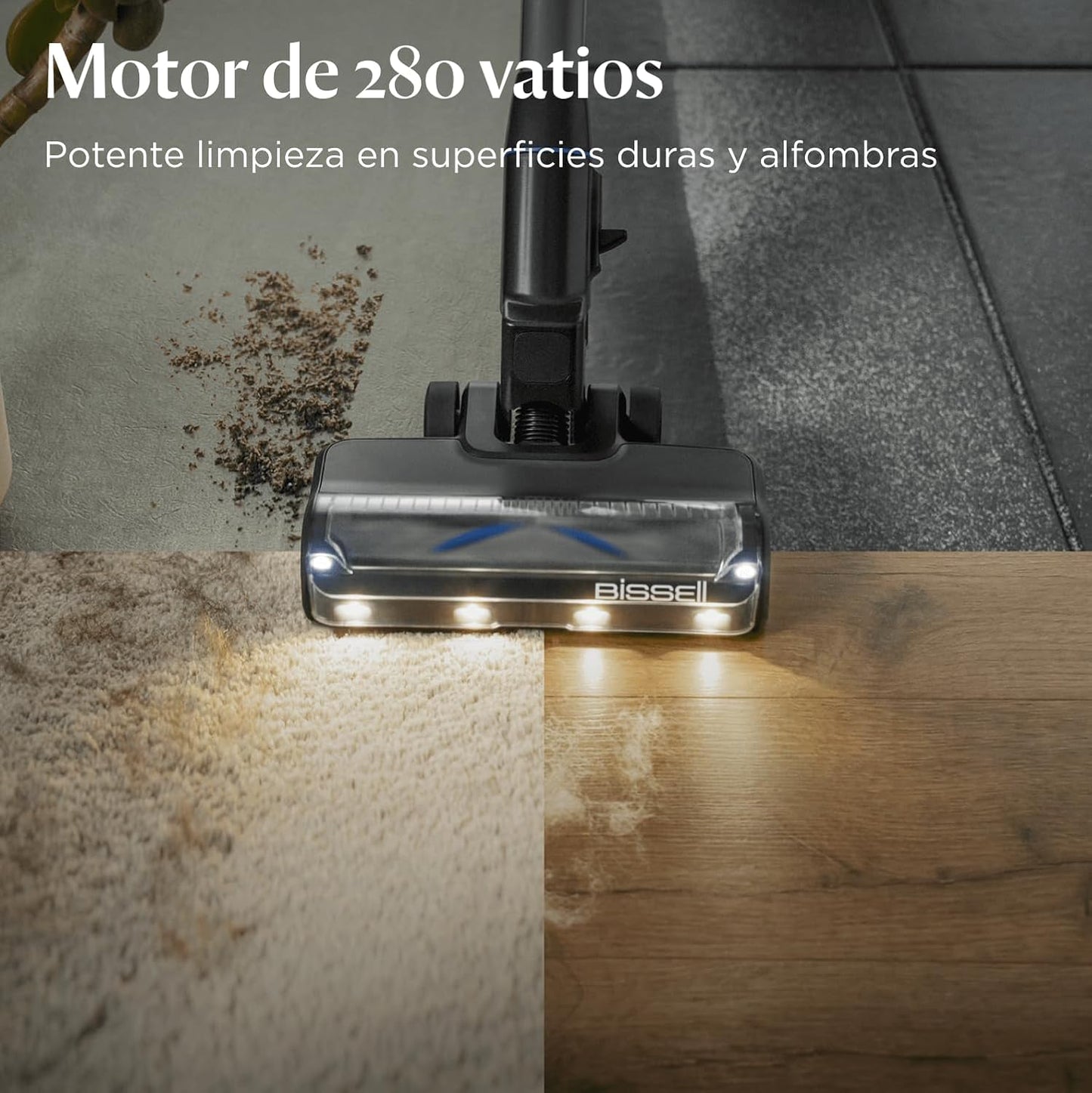 Bissell PowerClean FurGuard, Aspiradora Sin Cable, Motor 280W, Aspiradora Escoba, Rodillo Autolimpieza, Luces FurFinder, Autosoportado, Filtro HEPA, 2500 mAh Batería Extraíble, 50 min, 4091N