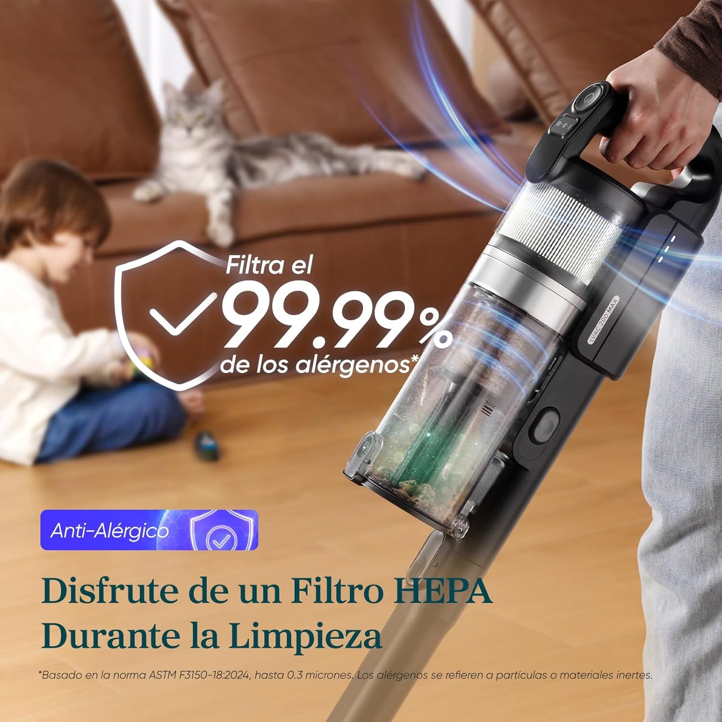 LEVOIT Aspiradora sin Cable, 180 W, 0.75 Liters, 77.5 Decibeles, Gris,LVAC200 MAX