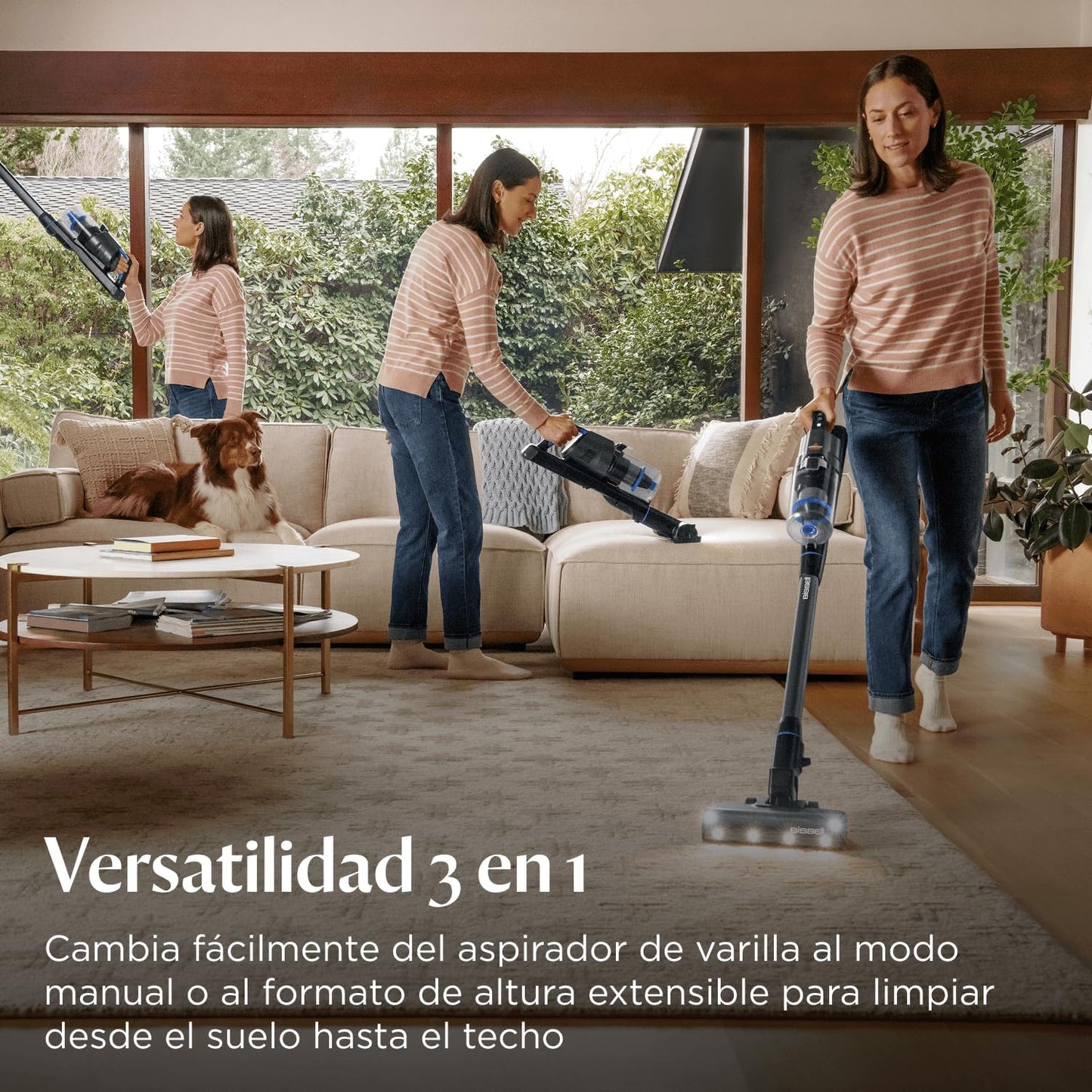 Bissell PowerClean FurGuard, Aspiradora Sin Cable, Motor 280W, Aspiradora Escoba, Rodillo Autolimpieza, Luces FurFinder, Autosoportado, Filtro HEPA, 2500 mAh Batería Extraíble, 50 min, 4091N
