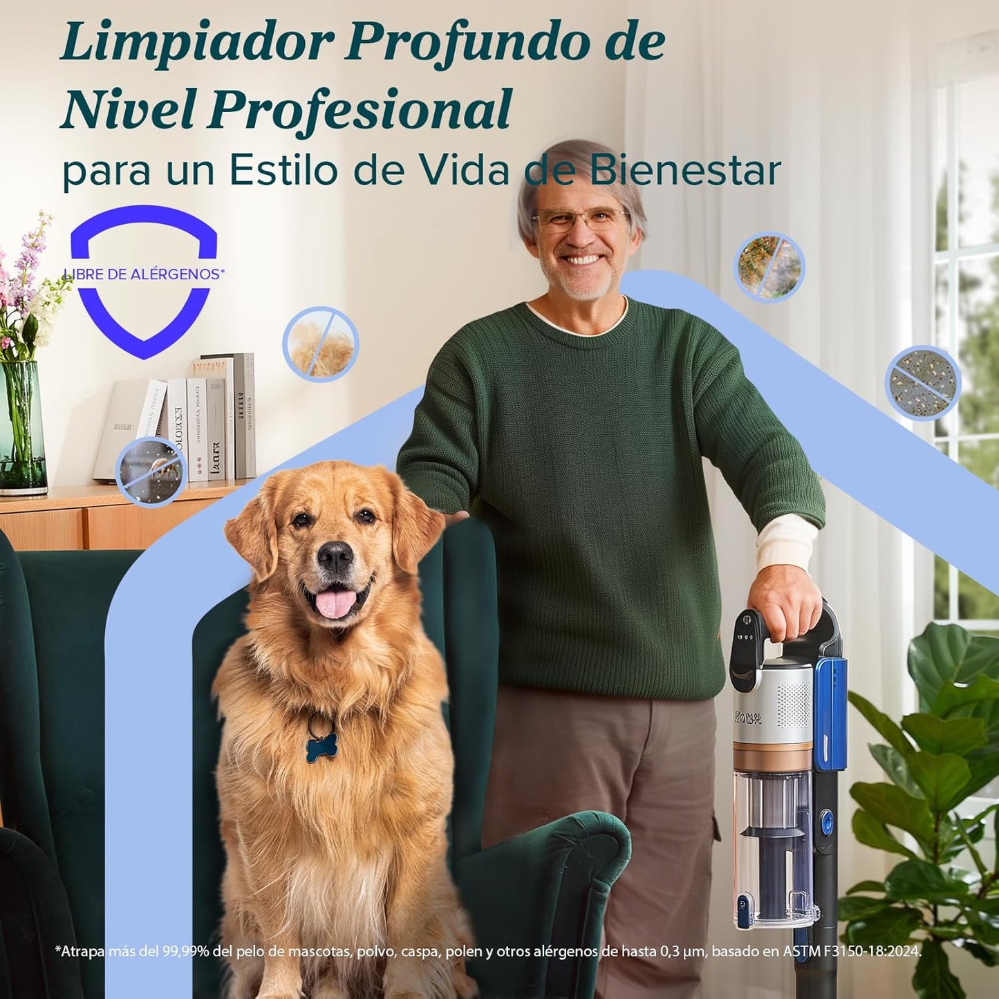LEVOIT Aspiradora sin Cable con Mini Cepillo Turbo y Anticabello, 99,99% Filtración con HEPA, Aspiradora Escoba con Pantalla LED,Aspirador para Suelos, Coches, Pelos de Animales, hasta 60 min