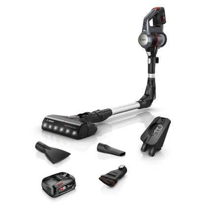 Bosch - Aspirador sin Cable Unlimited 7, Pack de batería de 3.0 Ah, Tubo Flexible, diseño Ligero, Accesorios, Luces LED, Blanco BBS711W