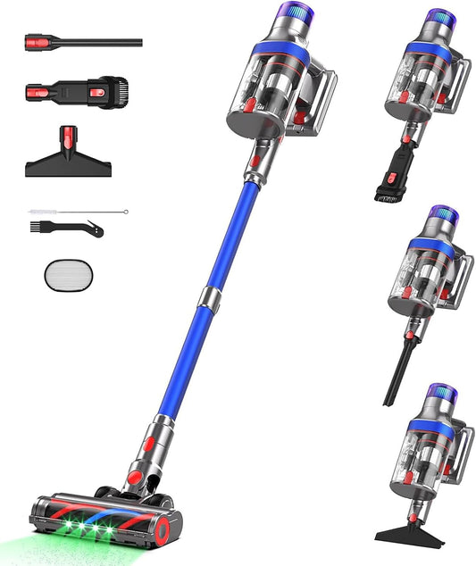 S18 Aspiradora sin Cable, Aspirador de Mano de Separación de Polvo de 2L con Doble Taza Mejorada, 70 Minutos de Larga Duración, Aspirador Vertical,Adecuado para Suelos/Alfombras/Pelos Mascotas