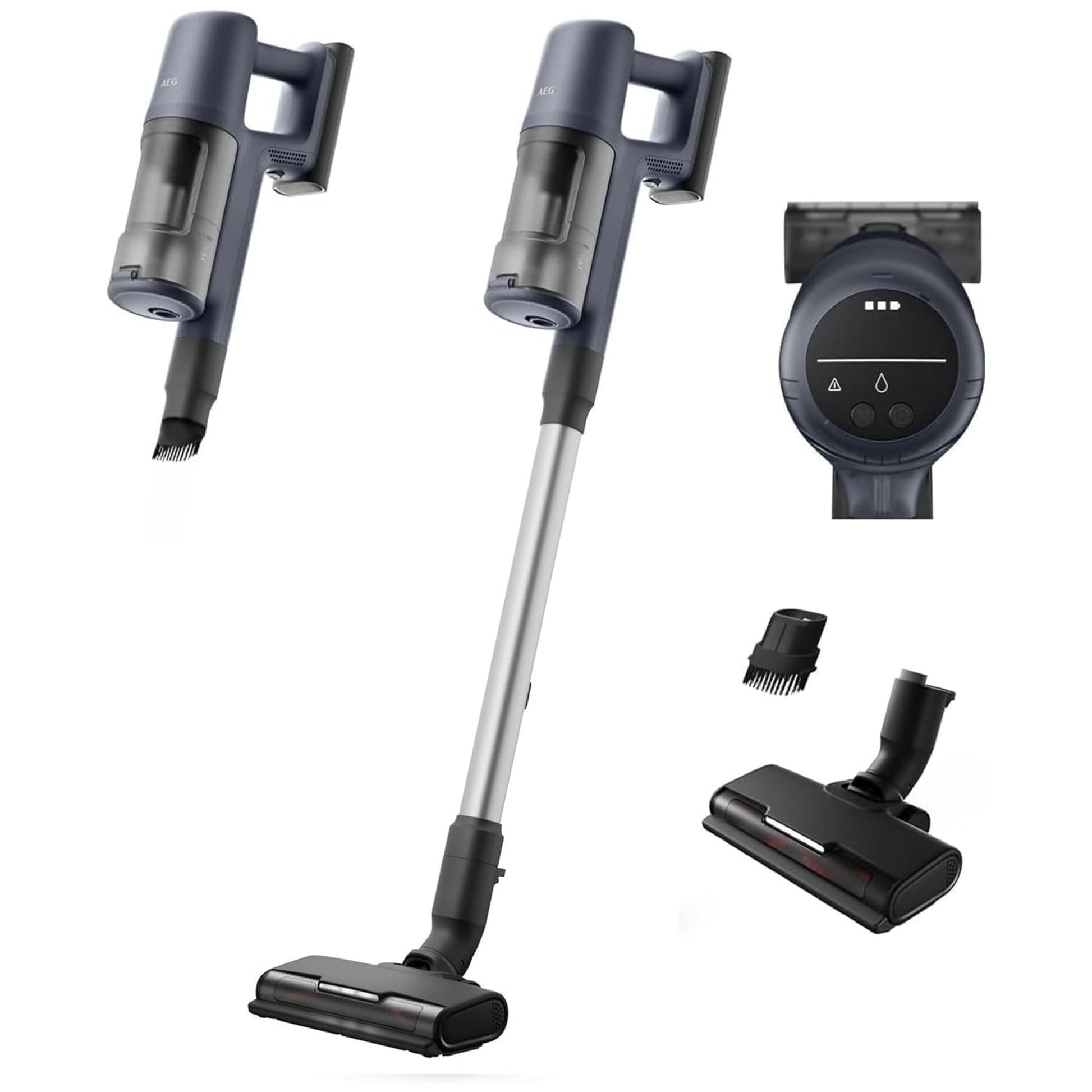 AEG QX7-1-I360 Aspiradora Sin Cable, 21,6 V, Autonomía de 50 min, 2 Velocidades, Tecnología Cyclonic, Filtración de 5 Pasos, Depósito de 0,3 L, Aspiradora Escoba y de Mano, Azul