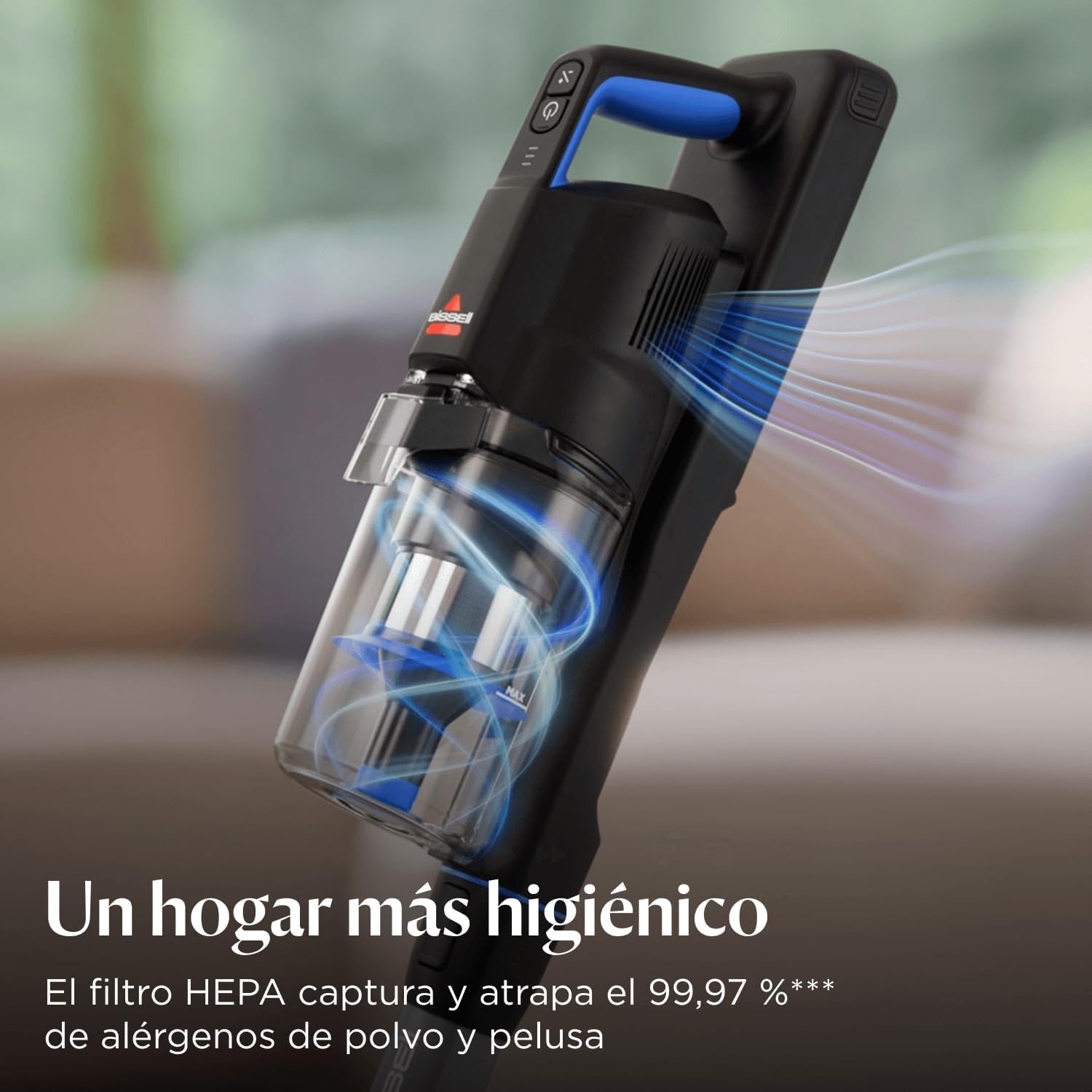 Bissell PowerClean FurGuard, Aspiradora Sin Cable, Motor 280W, Aspiradora Escoba, Rodillo Autolimpieza, Luces FurFinder, Autosoportado, Filtro HEPA, 2500 mAh Batería Extraíble, 50 min, 4091N