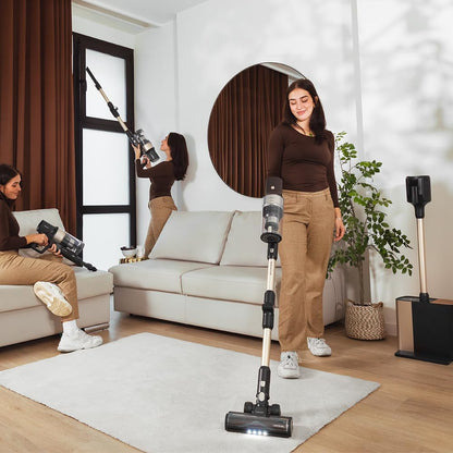 Cecotec Aspiradora Escoba Sin Cable Conga Rockstar 5500 Hurricane Station Flex, MAX 220 AW, 700 W, Base de Autovaciado, hasta 90min de Autonomía, Cepillo antienredos, Tubo Flexible y Ciclón Paralelo