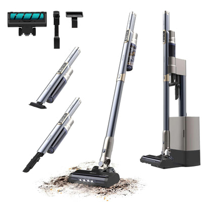 Cecotec Aspiradora Escoba Sin Cable Conga Rockstar 5500 Hurricane Station Flex, MAX 220 AW, 700 W, Base de Autovaciado, hasta 90min de Autonomía, Cepillo antienredos, Tubo Flexible y Ciclón Paralelo