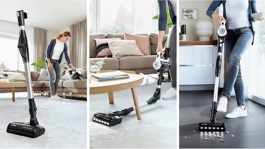 Bosch - Aspirador sin Cable Unlimited 7, Pack de batería de 3.0 Ah, Tubo Flexible, diseño Ligero, Accesorios, Luces LED, Blanco BBS711W