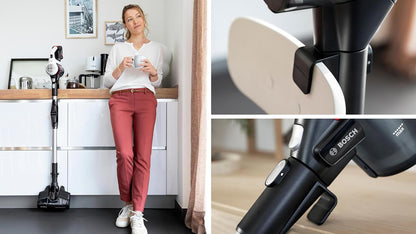 Bosch - Aspirador sin Cable Unlimited 7, Pack de batería de 3.0 Ah, Tubo Flexible, diseño Ligero, Accesorios, Luces LED, Blanco BBS711W
