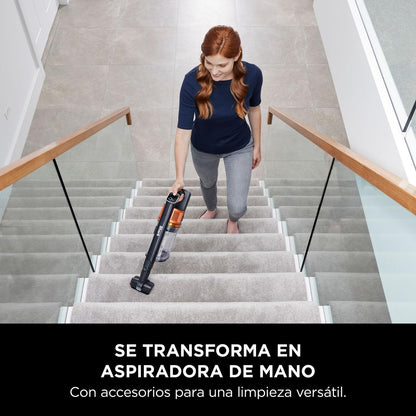 Shark Aspiradora sin cable, hasta 60 min de autonomía, tecnología Anti Hair Wrap y cabezal DuoClean flexible, con boquilla estrecha y cepillo multisuperficie, negro/cobre IZ300EU