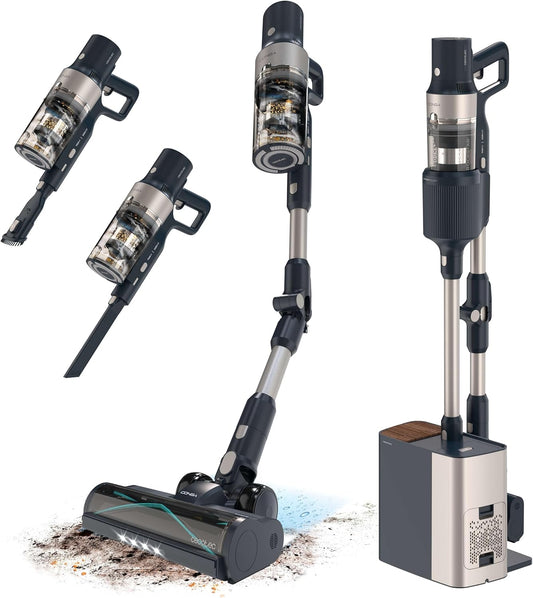 Cecotec Aspiradora Escoba Sin Cable Conga Rockstar 5500 Hurricane Station Flex, MAX 220 AW, 700 W, Base de Autovaciado, hasta 90min de Autonomía, Cepillo antienredos, Tubo Flexible y Ciclón Paralelo