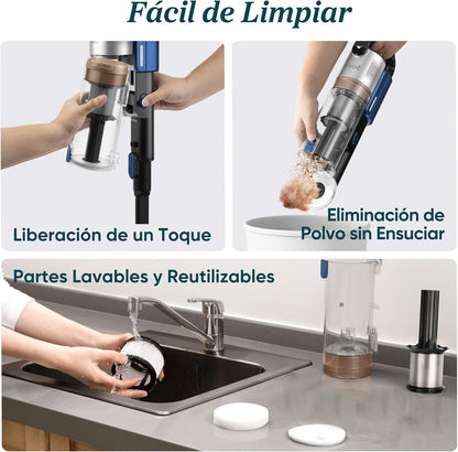 LEVOIT Aspiradora sin Cable con Mini Cepillo Turbo y Anticabello, 99,99% Filtración con HEPA, Aspiradora Escoba con Pantalla LED，Aspirador para Suelos, Coches, Pelos de Animales, hasta 60 min