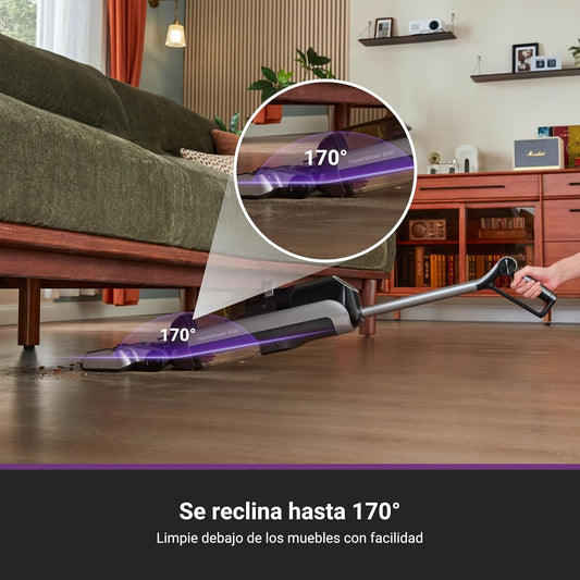 Eureka RapidWash NEW630 Aspiradora Fregadora Sin Cable en Seco y Húmedo,Posición Plana de 170°,Secado por Aire Caliente a 60°C,21600 Pa,38 Min,Autolimpieza y Función Antienredos,Depósito Doble,LED